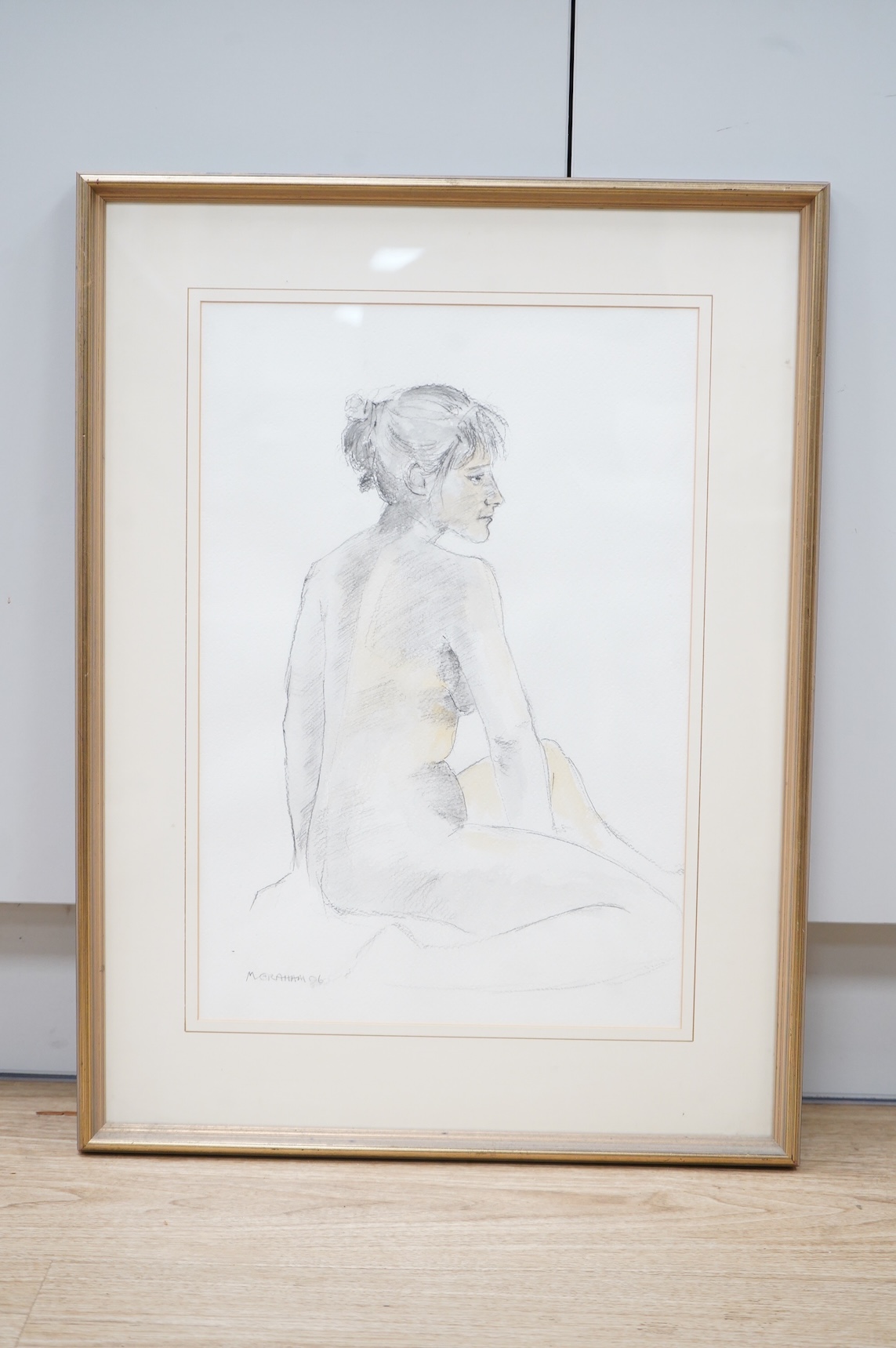 M. Graham, Study of a nude woman, signed and dated '96, mixed media, 48 x 32cm